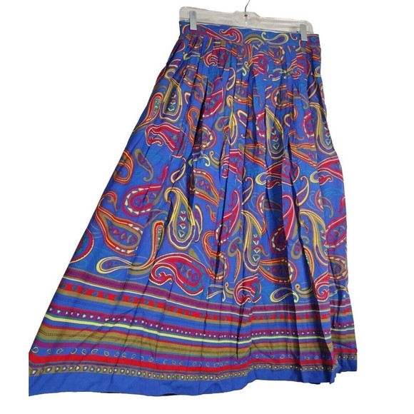 Vintage Paisley Print Skirt Women's Bohemian Midi Pleated Sz1 0 Nostalgic Rare - Picture 1 of 12